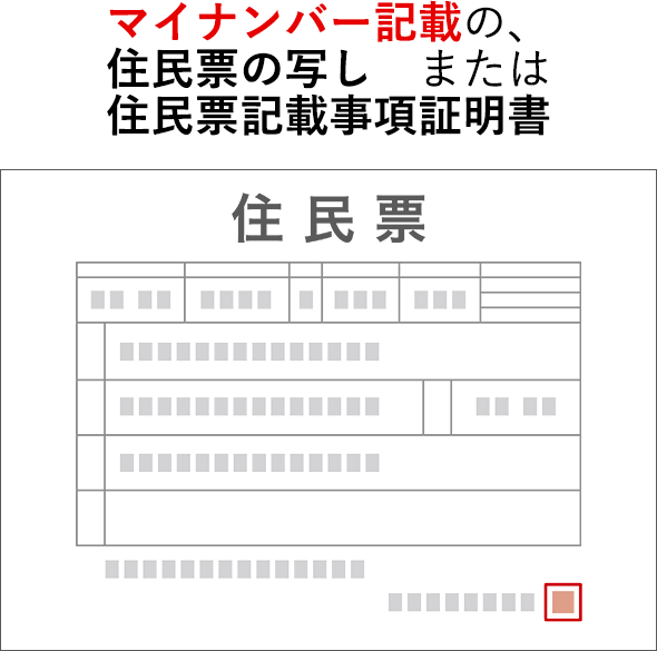 マイナンバー記載の、住民票の写しまたは住民票記載事項証明書