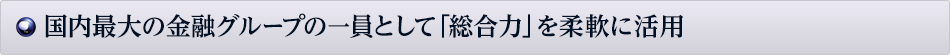 国内最大の金融グループの一員として「総合力」を柔軟に活用